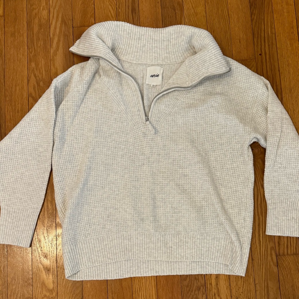 Aerie Cream Sweater Quarter Zip - Size S